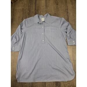 Chico's Blue Stripe Tunic Length Blouse 1/2 Sleeve Women's 3 XL 16/18 Shirt